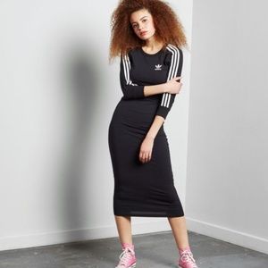 adidas Originals 3 Stripe Midi Bodycon Dress